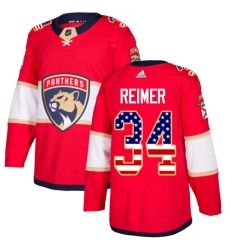 Youth Adidas Florida Panthers #34 James Reimer Authentic Red USA Flag Fashion NHL Jersey