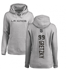 NHL Women's Adidas Los Angeles Kings #99 Wayne Gretzky Ash Backer Pullover Hoodie