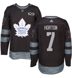 Men's Adidas Toronto Maple Leafs #7 Tim Horton Authentic Black 1917-2017 100th Anniversary NHL Jersey