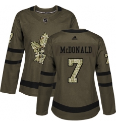 Women's Adidas Toronto Maple Leafs #7 Lanny McDonald Authentic Green Salute to Service NHL Jersey