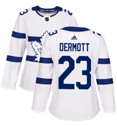 Women's Adidas Toronto Maple Leafs #23 Travis Dermott Authentic White 2018 Stadium Series NHL Jersey