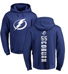 NHL Adidas Tampa Bay Lightning #55 Braydon Coburn Royal Blue Backer Pullover Hoodie