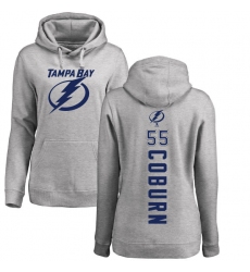 NHL Women's Adidas Tampa Bay Lightning #55 Braydon Coburn Ash Backer Pullover Hoodie
