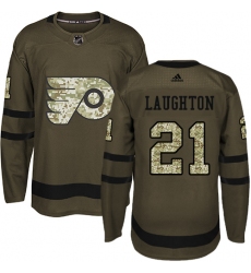 Youth Adidas Philadelphia Flyers #21 Scott Laughton Authentic Green Salute to Service NHL Jersey