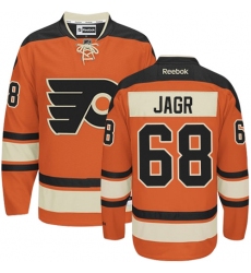 Men's Reebok Philadelphia Flyers #68 Jaromir Jagr Premier Orange New Third NHL Jersey