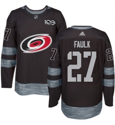 Men's Adidas Carolina Hurricanes #27 Justin Faulk Authentic Black 1917-2017 100th Anniversary NHL Jersey