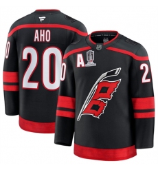 Men's Carolina Hurricanes #20 Sebastian Aho Black 2026 Stanley Cup Champions And A Home Stitched Hockey Jersey