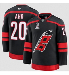 Men's Carolina Hurricanes #20 Sebastian Aho Black 2026 Stanley Cup Champions Home Stitched Jersey