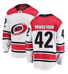 Men's Carolina Hurricanes #42 Joakim Nordstrom Fanatics Branded White Away Breakaway NHL Jersey