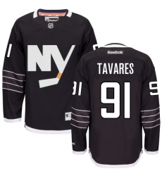 Men's Reebok New York Islanders #91 John Tavares Premier Black Third NHL Jersey