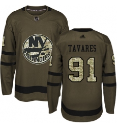 Youth Adidas New York Islanders #91 John Tavares Premier Green Salute to Service NHL Jersey