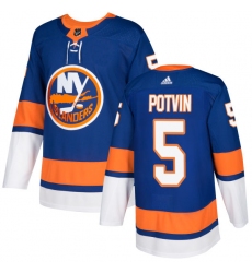 Men's Adidas New York Islanders #5 Denis Potvin Authentic Royal Blue Home NHL Jersey