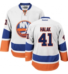 Men's Reebok New York Islanders #41 Jaroslav Halak Authentic White Away NHL Jersey