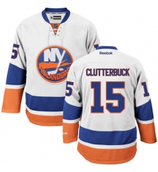 Youth Reebok New York Islanders #15 Cal Clutterbuck Authentic White Away NHL Jersey