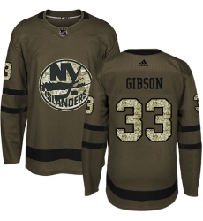 Men's Adidas New York Islanders #33 Christopher Gibson Authentic Green Salute to Service NHL Jersey