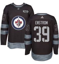 Men's Adidas Winnipeg Jets #39 Tobias Enstrom Authentic Black 1917-2017 100th Anniversary NHL Jersey