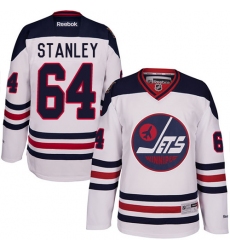 Men's Reebok Winnipeg Jets #64 Logan Stanley Premier White 2016 Heritage Classic NHL Jersey