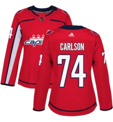 Women's Adidas Washington Capitals #74 John Carlson Authentic Red Home NHL Jersey