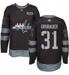 Men's Adidas Washington Capitals #31 Philipp Grubauer Premier Black 1917-2017 100th Anniversary NHL Jersey