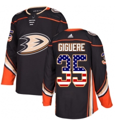 Youth Adidas Anaheim Ducks #35 Jean-Sebastien Giguere Authentic Black USA Flag Fashion NHL Jersey