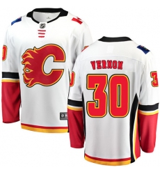 Men's Calgary Flames #30 Mike Vernon Fanatics Branded White Away Breakaway NHL Jersey