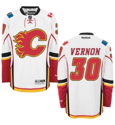 Men's Reebok Calgary Flames #30 Mike Vernon Authentic White Away NHL Jersey