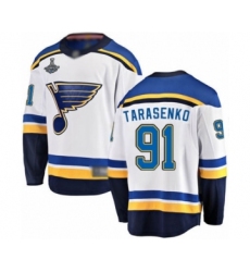 Men's St. Louis Blues #91 Vladimir Tarasenko Fanatics Branded White Away Breakaway 2019 Stanley Cup Champions Hockey Jersey