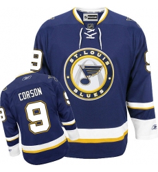 Men's Reebok St. Louis Blues #9 Shayne Corson Authentic Navy Blue Third NHL Jersey