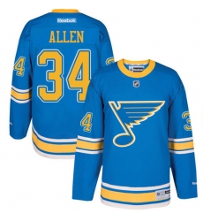 Men's Reebok St. Louis Blues #34 Jake Allen Premier Blue 2017 Winter Classic NHL Jersey