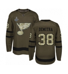 Men's St. Louis Blues #38 Pavol Demitra Authentic Green Salute to Service 2019 Stanley Cup Champions Hockey Jersey