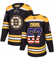 Men's Adidas Boston Bruins #67 Jakub Zboril Authentic Black USA Flag Fashion NHL Jersey