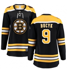 Women's Boston Bruins #9 Johnny Bucyk Authentic Black Home Fanatics Branded Breakaway NHL Jersey