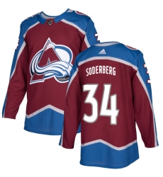 Men's Adidas Colorado Avalanche #34 Carl Soderberg Authentic Burgundy Red Home NHL Jersey