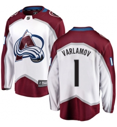 Men's Colorado Avalanche #1 Semyon Varlamov Fanatics Branded White Away Breakaway NHL Jersey