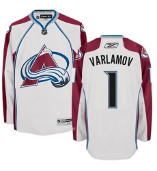 Men's Reebok Colorado Avalanche #1 Semyon Varlamov Authentic White Away NHL Jersey