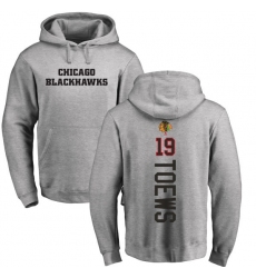 NHL Adidas Chicago Blackhawks #19 Jonathan Toews Ash Backer Pullover Hoodie