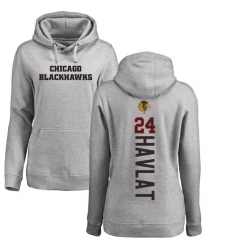 NHL Women's Adidas Chicago Blackhawks #24 Martin Havlat Ash Backer Pullover Hoodie
