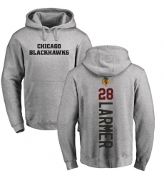 NHL Adidas Chicago Blackhawks #28 Steve Larmer Ash Backer Pullover Hoodie