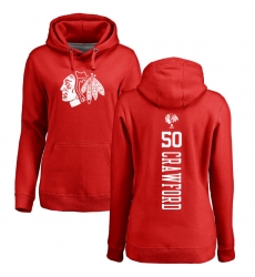 NHL Women's Adidas Chicago Blackhawks #50 Corey Crawford Red One Color Backer Pullover Hoodie