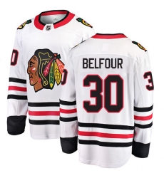 Youth Chicago Blackhawks #30 ED Belfour Fanatics Branded White Away Breakaway NHL Jersey