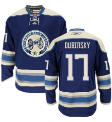 Women's Reebok Columbus Blue Jackets #17 Brandon Dubinsky Authentic Navy Blue Third NHL Jersey
