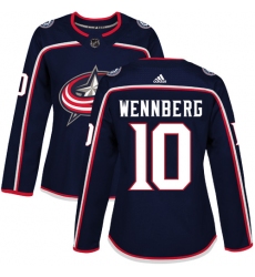 Women's Adidas Columbus Blue Jackets #10 Alexander Wennberg Authentic Navy Blue Home NHL Jersey