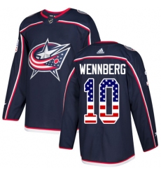Youth Adidas Columbus Blue Jackets #10 Alexander Wennberg Authentic Navy Blue USA Flag Fashion NHL Jersey