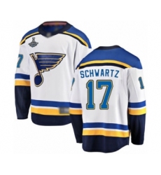 Men's St. Louis Blues #17 Jaden Schwartz Fanatics Branded White Away Breakaway 2019 Stanley Cup Champions Hockey Jersey