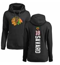 NHL Women's Adidas Chicago Blackhawks #18 Denis Savard Black Backer Pullover Hoodie