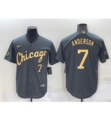 Men's Chicago White Sox #7 Tim Anderson Number Grey 2022 All Star Stitched Cool Base Nike Jersey