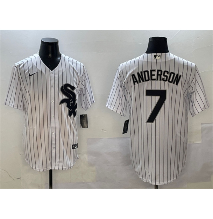 Men's Chicago White Sox #7 Tim Anderson White Cool Base Stitched Baseball Jersey