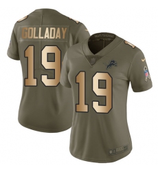 Women's Nike Detroit Lions #19 Kenny Golladay Limited Olive/Gold Salute to Service NFL Jersey