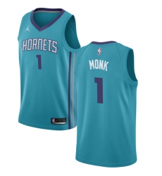 Men's Nike Jordan Charlotte Hornets #1 Malik Monk Authentic Teal NBA Jersey - Icon Edition
