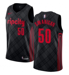 Men's Nike Portland Trail Blazers #50 Caleb Swanigan Authentic Black NBA Jersey - City Edition